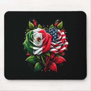 Mexico Usa Flag Mexican Flag American Flag Rose Fl Mouse Pad