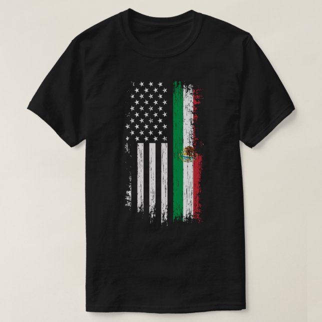 Mexico USA Grown Roots Mexican American Flag Pullo T-Shirt (Design Front)