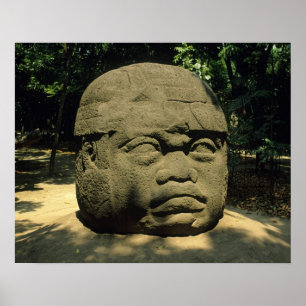 Mexico, Villahermosa, giant Olmec head, La Venta Poster
