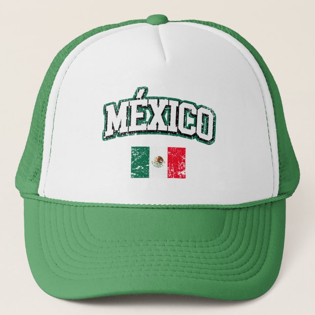 México Vintage Flag Trucker Hat (Front)