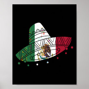 Mexico Vintage Mexican Flag Pride Hat Tijuana Poster