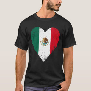 Mexico Vintage Retro Mexican Heart Shape Flag T-Shirt