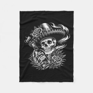 Mexico Vintage Skeleton Dia De Los Muertos Mexican Fleece Blanket