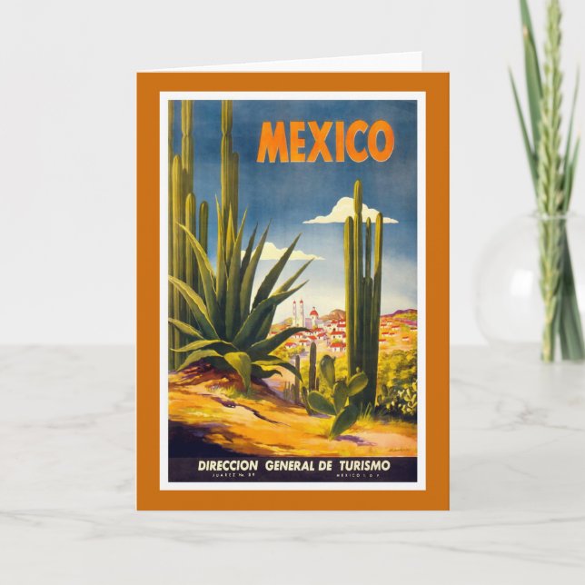 "Mexico" Vintage Travel Poster Card (Front)