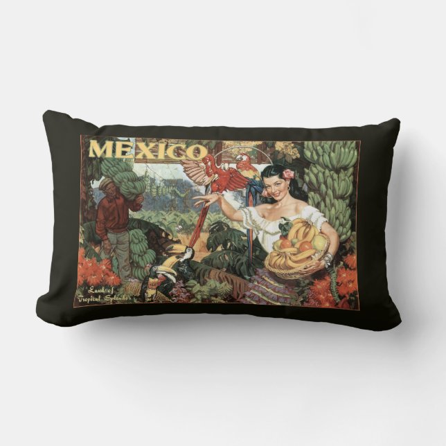Mexico vintage travel throw pillow (Front)