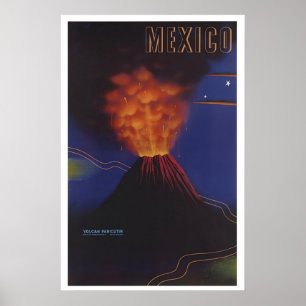 Mexico Volcano Paricutin Travel Poster - Framed