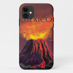 Mexico Volcano Travel Poster iPhone 11 Case