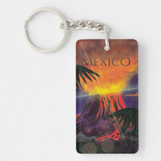 Mexico Volcano Travel Poster Key Ring