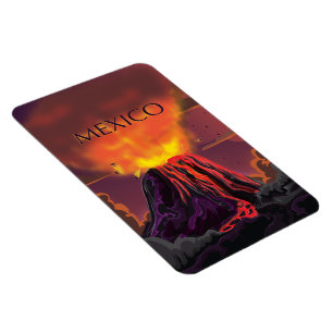 Mexico Volcano Travel Poster Magnet