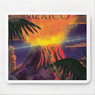 Mexico Volcano Travel Poster Mouse Pad