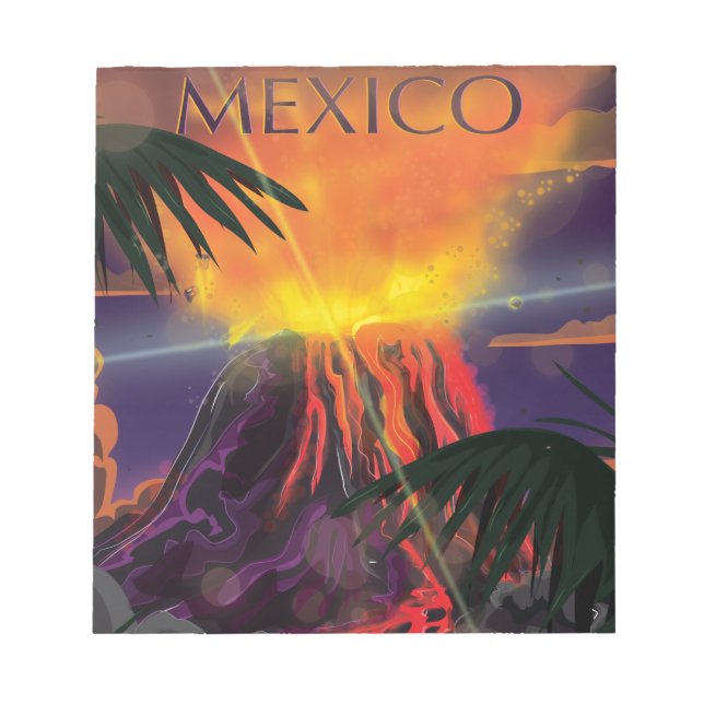 Mexico Volcano Travel Poster Notepad (Front)