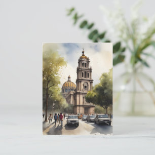 Mexico watercolor art postcard