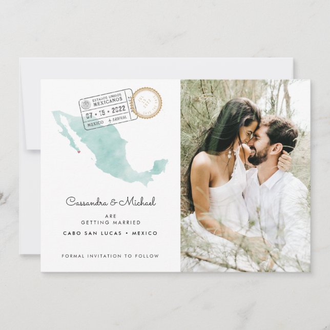 Mexico Watercolor Map | Cabo | Destination Wedding (Front)