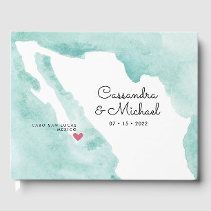Mexico Watercolor Map   Cabo   Destination Wedding Guest Book