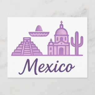 Mexico Watercolor  • Minimalist Line Art Mexico Postcard