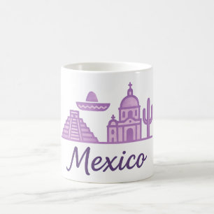 Mexico Watercolor Mug • Minimalist Line Art Mexico