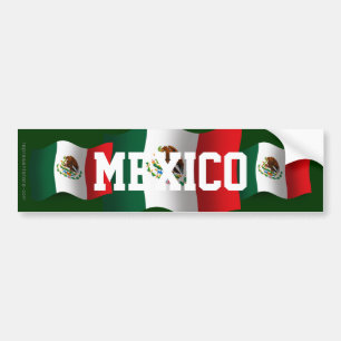 Mexico Waving Flag Bumper Sticker