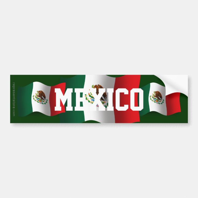 Mexico Waving Flag Bumper Sticker (Front)