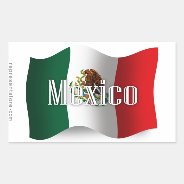 Mexico Waving Flag Rectangular Sticker (Front)