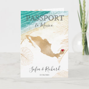 Mexico Wedding Destination Passport World Map  Inv Invitation