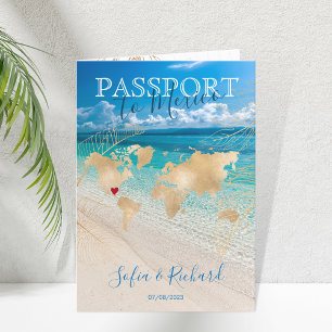 Mexico Wedding Destination Passport World Map  Inv Invitation