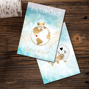 Mexico Wedding Destination Passport World Map  Inv Invitation