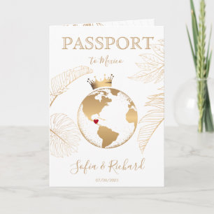 Mexico Wedding Destination Passport World Map  Invitation