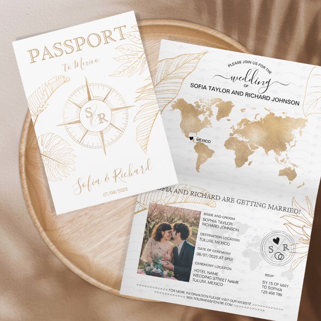 Mexico Wedding Destination Passport World Map  Invitation (Creator Uploaded)