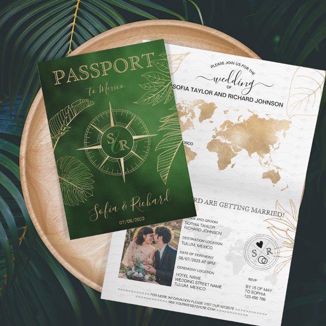 Mexico Wedding Destination Passport World Map  Invitation (Creator Uploaded)