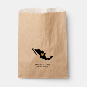 Mexico Wedding Favour Treat Sacks, Map Gift Bags