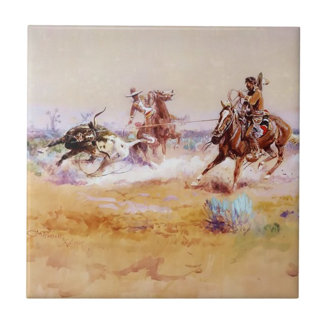 Mexico - Western Art by Charles M Russell Ceramic Tile (Front)