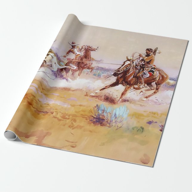 Mexico - Western Art by Charles M Russell Wrapping Paper (Unrolled)