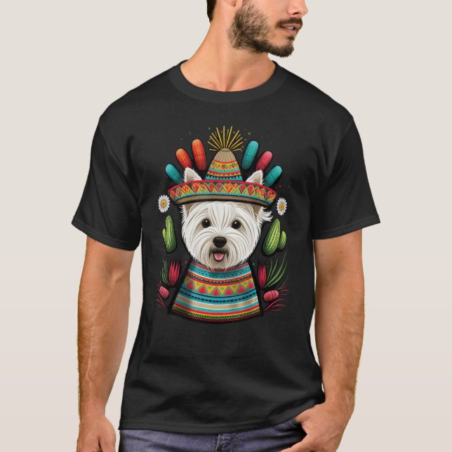 Mexico Westie Sombrero Mexican West Highland White T-Shirt (Front)