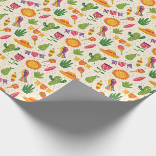Mexico Yellow Green Pink Party Pattern Wrapping Paper