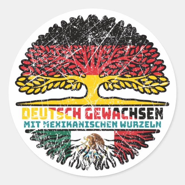 Mexiko Mexikanisch Deutsch Deutschland Baum Wurzel Classic Round Sticker (Front)