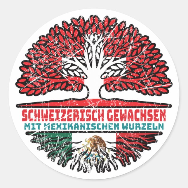 Mexiko Mexikanisch Schweizer Schweiz Baum Wurzel Classic Round Sticker (Front)