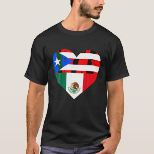 MexiRican Mexico Puerto Rico Boricua Flags Heart T T-Shirt