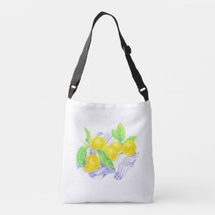 Meyer lemons on kitchen towel crossbody bag