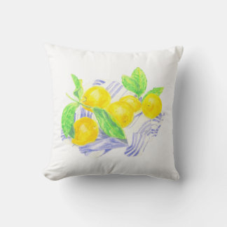 Meyer lemons on kitchen towel cushion