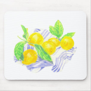 Meyer lemons on kitchen towel mouse pad