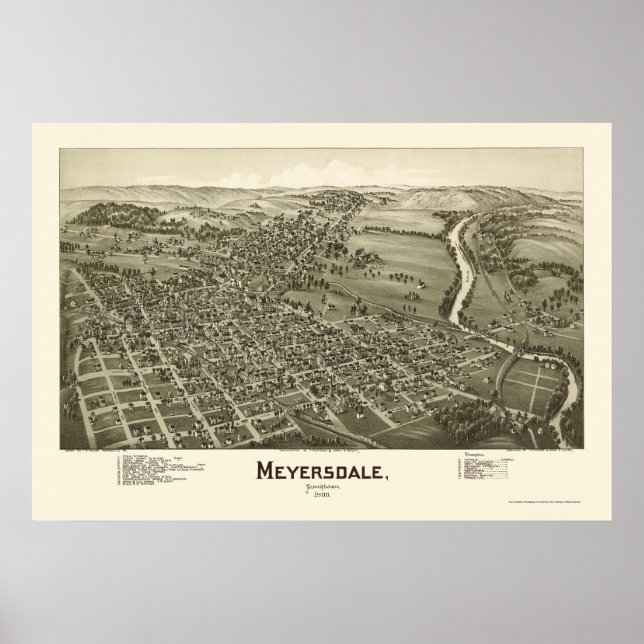 Meyersdale, PA Panoramic Map - 1900 Poster (Front)