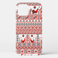 Mezen painting. Decorative seamless pattern. Chick