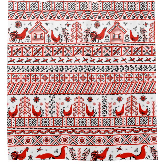 Mezen painting. Decorative seamless pattern. Chick Shower Curtain (Front)