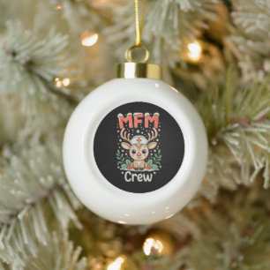 MFM Nurse Crew Reindeer Christmas Xmas Holiday Ceramic Ball Christmas Ornament