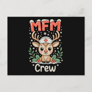 MFM Nurse Crew Reindeer Christmas Xmas Holiday Postcard