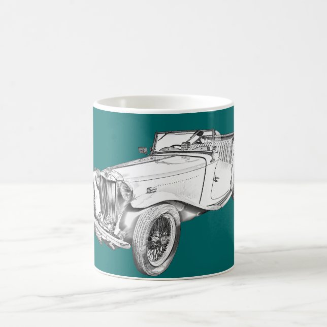 MG Convertible Antique Car Illustration Coffee Mug (Center)