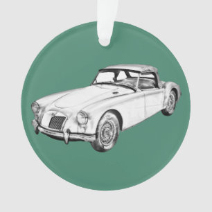 MG Convertible Sports Car Illustration Ornament