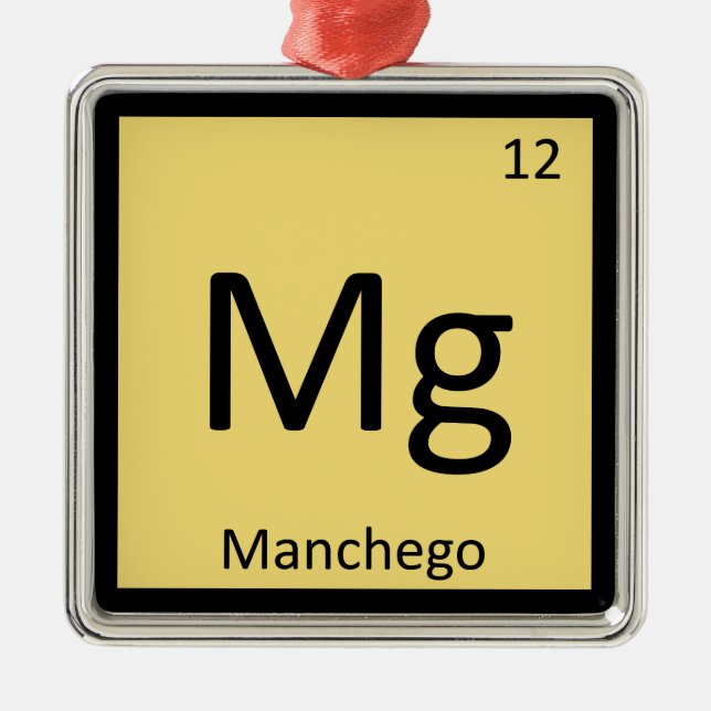Mg - Manchego Cheese Chemistry Periodic Table Metal Ornament (Front)