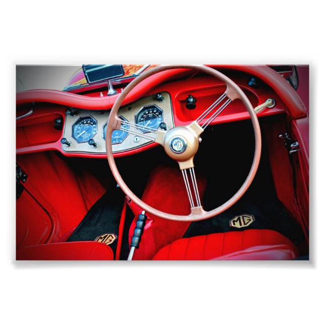 MG TA Classic Sports Car Interior Photo Print (Front)