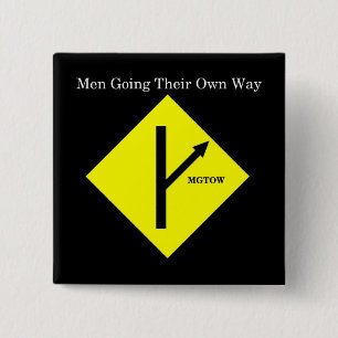 MGTOW Logo Button-Square-Black Background 15 Cm Square Badge